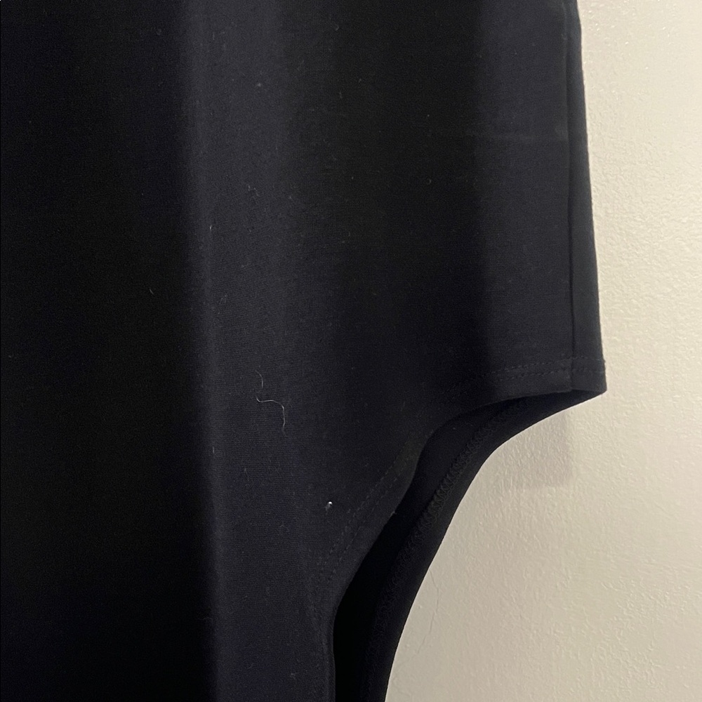 Bebe Black Asymmetrical Body Con Mock Neck Sleeveless Dress XS - Picture 3 of 6